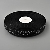 100 Yards Polyester Star Print Grosgrain Ribbon OCOR-WH0085-62-2
