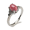 Oval Natural Rhodonite Adjustable Rings RJEW-Q818-01P-04A-2