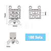 100 Sets 2-Strands 4-Holes 304 Stainless Steel Box Clasps STAS-DC0012-94-2