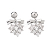 Brass Clear Cubic Zirconia Stud Earrings EJEW-D301-06P-04-4