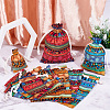  12Pcs 12 Styles Bohemian Rectangle Geometric Print Linenette Drawstring Bags ABAG-NB0001-89-5