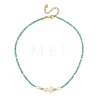 Dyed Synthetic Turquoise Starfish and Pearl Beaded Necklaces for Women NJEW-JN06658-3