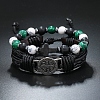 2Pcs Narutal Howlite Braided Bead Bracelets for Men PW-WG2CB75-03-1