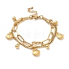 Shell Shape and Round Ball Charm Multi-strand Bracelet BJEW-G639-20G-1