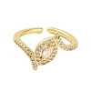 Brass Pave Cubic Zirconia Cuff Rings RJEW-U012-04G-05-2