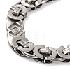 201 Stainless Steel Hollow Rectangle Byzantine Chain Necklace NJEW-F222-14P-3