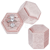 3-Slot Hexagonal Velvet Ring Boxes AJEW-WH0471-26B-1