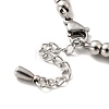 304 Stainless Steel Plastic Pearl Charm Bracelet with 201 Stainless Steel Round Beads for Women BJEW-B057-20P-3