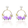 Ring with Flower Alloy & Rhinestone & Polymer Clay Stud Dangle Earrings FS-WGDD86E-03-1