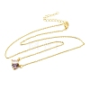 Brass Pave Cubic Zirconia Rectangle & Teardrop Pendant Cable Chain Necklaces KK-CBAB173-05G-06-4