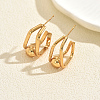 Square with Round Stainless Steel Stud Earrings CE7913-1