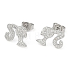 Rack Plating Girl Brass Pave Cubic Zirconia Stud Earrings for Women EJEW-Z059-11P-1