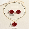 Elegant Iron Resin Rose Flower Stud Earrings & Pendant Necklaces Sets for Women ZC5626-2