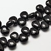 Dyed Natural Black Onyx Teardrop Beads G-P094-05-1