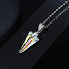 925 Sterling Silver Glass Pendant Necklaces NJEW-C048-01C-3