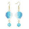 304 Stainless Steel with Glass Cylinder Seed Beads Hot Air Balloon Dangle Earrings EJEW-MZ00820-3
