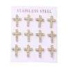 Ion Plating(IP) 304 Stainless Steel Cross Stud Earrings EJEW-C099-10G-1