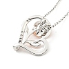 Clear Cubic Zirconia Heart with Rose Pendant Necklace NJEW-F293-01E-RG-3