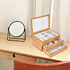 3-Tier Pine Wood Jewelry Storage Drawer Boxes with Visible Window CON-WH0095-222-4