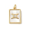 Brass Pave Natural White Shell Pendants KK-S522-09G-A-1