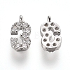 Brass Micro Pave Clear Cubic Zirconia Charms ZIRC-L075-60A-03P-1