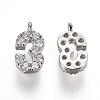 Brass Micro Pave Clear Cubic Zirconia Charms ZIRC-L075-60A-03P-1