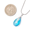 Ocean Alloy Sea Animal and Faceted Glass Teardrop Pendant Brass Round Snake Chain Necklaces for Women NJEW-JN05915-02-3