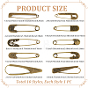 10Pcs 10 Styles Alloy Large Safety Pins JEWB-GA0001-55-2