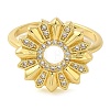 Brass Micro Pave Clear Cubic Zirconia Open Cuff Rings for Women LS-RJEW-Z070-04G-03-2