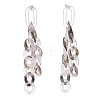 Acrylic Curb Chain Tassel Dangle Stud Earrings for Women EJEW-JE04767-02-4