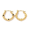 Ion Plating(IP) 304 Stainless Steel Twist Teardrop Hoop Earrings with Enamel for Women EJEW-G293-18D-G-2