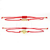 2Pcs 2 Styles Bohemian Brass Beads Braided Bead Bracelets BT1454-1-1