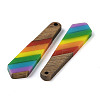 Pride Rainbow Theme Resin & Walnut Wood Pendants WOOD-K012-12C-2