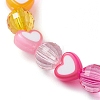 Heart & Faceted Round Acrylic Beaded Stretch Bracelets BJEW-JB10245-01-3