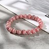 Natural Argentina Rhodochrosite Beaded Stretch Bracelets BJEW-L700-01B-2