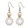 Flower Czech Glass Seed & Non-magnetic Synthetic Hematite Bead Dangle Earrings EJEW-JE05772-1