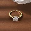 Brass Micro Pave Cubic Zirconia Cuff Open Rings for Women RJEW-B160-04G-1