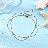 White Round Shell Pearl Charm Anklets AJEW-AN00834-1