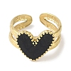 Ion Plating(IP) 304 Stainless Steel Enamel Heart Cuff Finger Rings RJEW-L107-088G-02-2