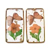 Brass & Transparent Epoxy Resin & Dried Flower Pendants RESI-G133-01G-2