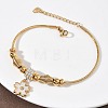 European Style Polymer Clay Rhinestones & 201 Stainless Steel & Natural Shell Charm Bracelets BJEW-G765-03G-01-1