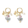 Flower with Butterfly 304 Stainless Steel Hoop Earrings EJEW-JE06749-02-3