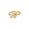 Adjustable 201 Stainless Steel Letter Open Cuff Rings for Women FS-WG61269-08-1