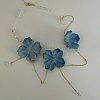 Plastic Glass Trip Flower Bib Necklaces with Alloy Chain Tassel for Women WGFB142-01-1