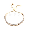 Brass Pave Clear Cubic Zirconia Flat Round Box Chain Slider Bracelets BJEW-B094-12B-G-1