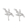 Brass Pave Clear Cubic Zirconia Connector Charms KK-E068-VB359-2
