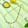 Brass Enamel Red Cherry Link and 304 Stainless Steel Paperclip Chain Necklaces for Women NJEW-JN06162-1