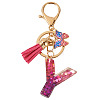 Alloy Resin Butterfly Keychains KEYC-TADJ0002-02G-Y-1