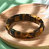 Square Natural Tiger Eye Beads Stretch Bracelets for Women Men BJEW-C097-06Q-2