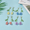 4 Pair 4 Colors Seed Braided Tulip Flower Dangle Leverback Earrings EJEW-TA00199-2